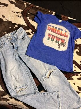 abercrombie kids wide leg jeans with tshirt